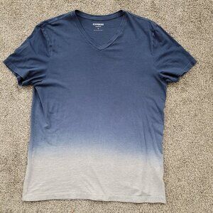 Men's Express V-Neck Blue Verigated T-shirt Large Soft